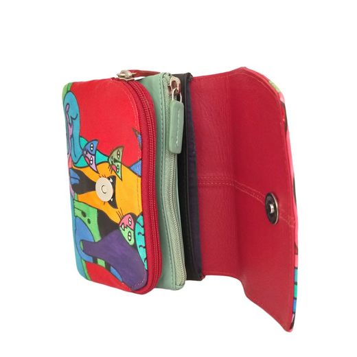 Monedero Gatos Solapa Rojo