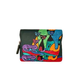 Monedero Gatos Solapa Verde